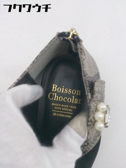 ◇　 Boisson Chocolat ボワソンショコラ バックジップ　パイソン柄 　 ブーティー 24ｃｍ ブラック　ベージュ レディース_画像6