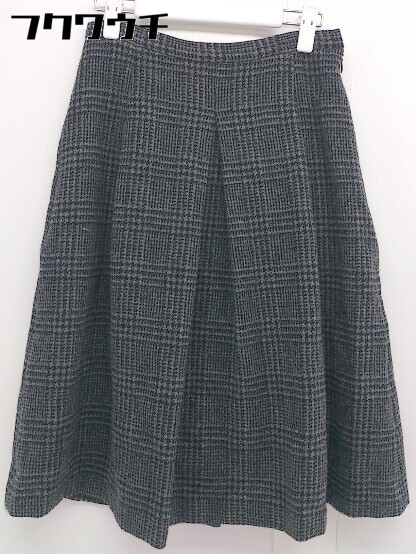 * COMME CA DU MODE Comme Ca Du Mode thousand bird .. knees under height box pleated skirt size 11 gray black lady's 