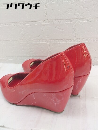 ◇ CARRANO カラーノ オープントゥ ウェッジソール パンプス サイズ35 レッド レディース_画像3