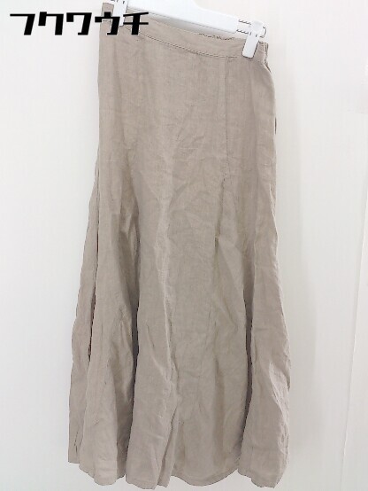 * liflattie shipslinen100% long flair skirt size S brown group lady's 