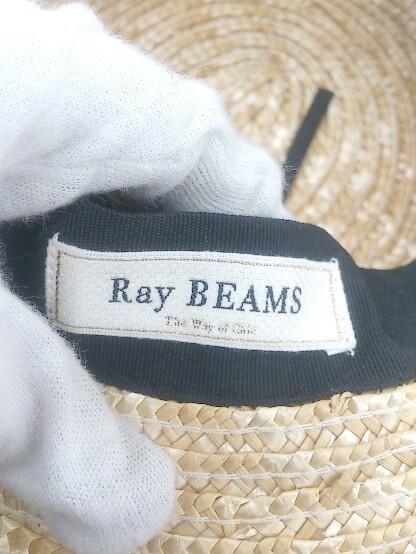 ◇ Ray BEAMS レイ ビームス カンカン帽 ハット 帽子 ベージュ系 ブラック レディース P_画像5