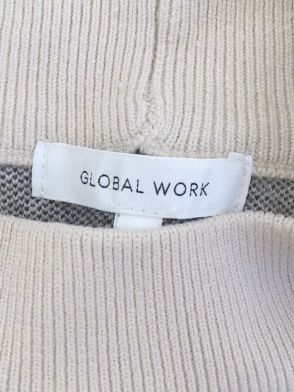 ◇ GLOBAL WORK グローバルワーク チェック ハイネック 長袖 ニット プルオーバー サイズL ベージュ ブラック レディース P_画像4