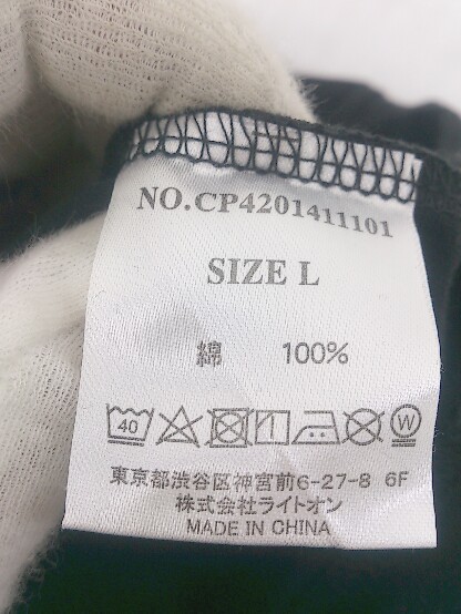◇ CAMP7 ワンポイント カジュアル 半袖 Tシャツ カットソー サイズL ブラック マルチ レディース E_画像4