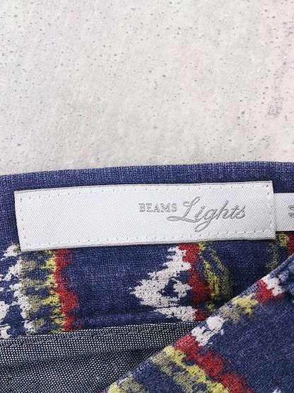 ◇ BEAMS LIGHTS ビームス ライツ ネイティブ柄 ハーフパンツ サイズ 44 ネイビー マルチ メンズ P_画像4