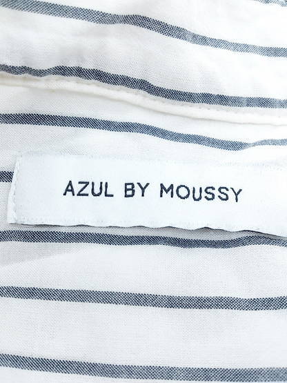 ◇ ◎ AZUL BY MOUSSY ストライプ 半袖 膝下丈 ワンピース サイズS オフホワイト グレー系 レディース_画像4