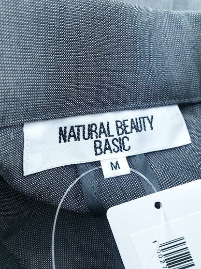 ◇ NATURAL BEAUTY BASIC ナチュラルビューティーベーシック シルク混 長袖 ジャケット サイズM グレー レディース_画像4