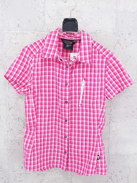 ◇ MILLET ミレー チェック 半袖 シャツ サイズXS ピンク ホワイト レディース P_画像2