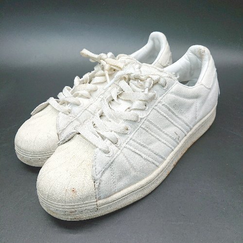 ◇ adidas アディダス SUPERSTAR 3ライン ロゴ カジュアル シンプル ストリート スニーカー サイズ26.5 ホワイト メンズ E_画像1