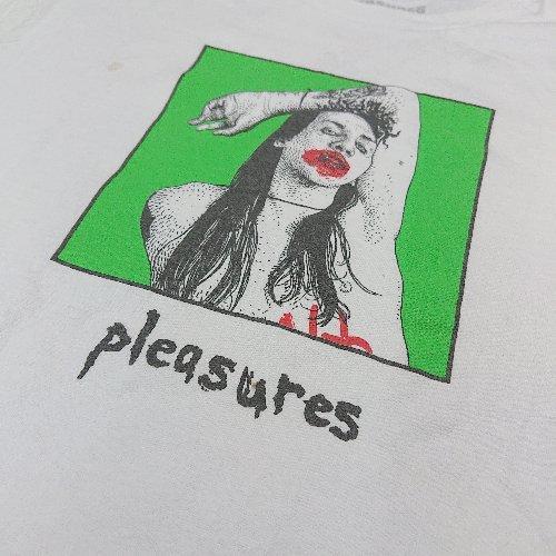 ◇ PLEASURES フロントプリント ラウンドネック 個性的 バックロゴ 半袖 Tシャツ 表記なし ホワイト レディース メンズ E_画像5