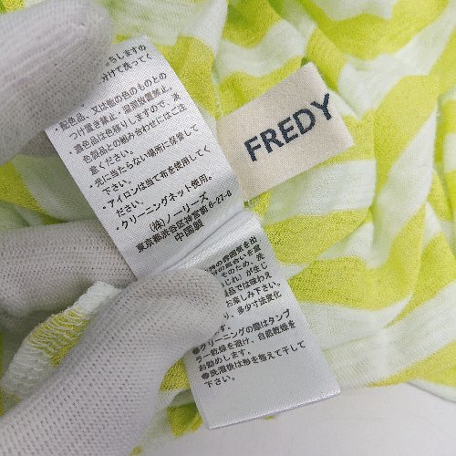 ◇ FREDY REPIT ラウンドネック 透け感あり 長袖 Tシャツ サイズ38 ホワイト/ライトグリーン レディース （メンズ） E_画像4