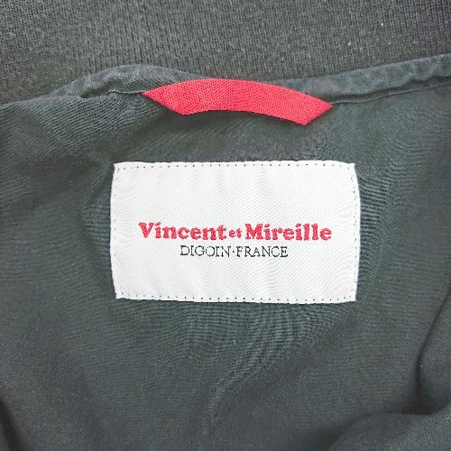 ◇ Vincent et Mireille スタンダードカラー ロゴワッペン 無地 半袖 シャツ サイズ40 ブラック メンズ E_画像3