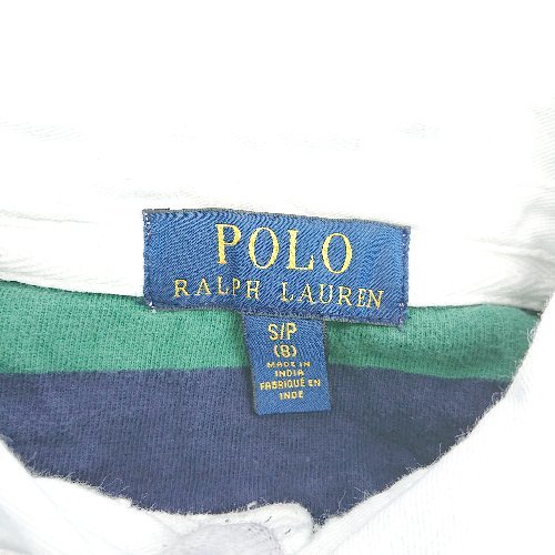 ◇ Polo by Ralph Lauren ポロ襟 カジュアル 子供服 長袖 ポロシャツ サイズ8 グリーン/ネイビー メンズ E_画像4