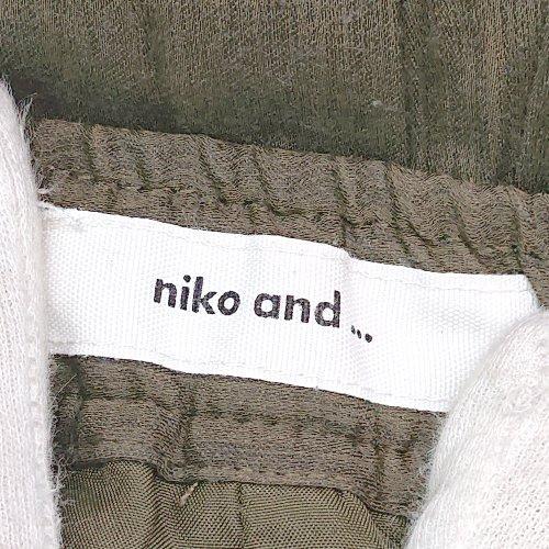 ◇ niko and … ニコアンド ウエストゴム ワイド 裏地あり ガウチョパンツ サイズ3 カーキ レディース E_画像3