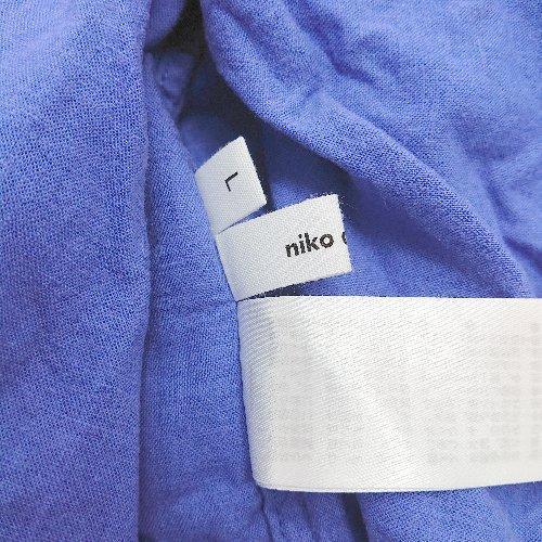 ◇ niko and … ニコアンド 麻レーヨン混合生地 ゆったり シンプル サイドスリット - シャツ サイズL ブルー レディース E_画像6