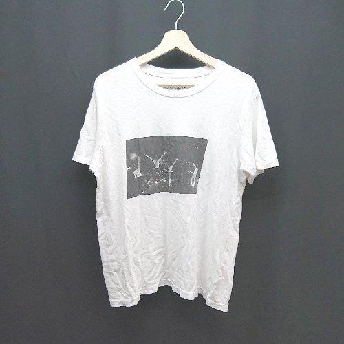 ◇ GU ジーユー クルーネック フロントプリント QUEEN コラボ シンプル 半袖 Tシャツ サイズL ホワイト レディース E_画像1