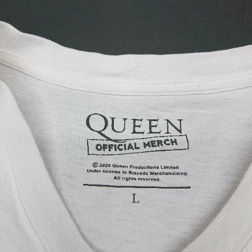 ◇ GU ジーユー クルーネック フロントプリント QUEEN コラボ シンプル 半袖 Tシャツ サイズL ホワイト レディース E_画像4