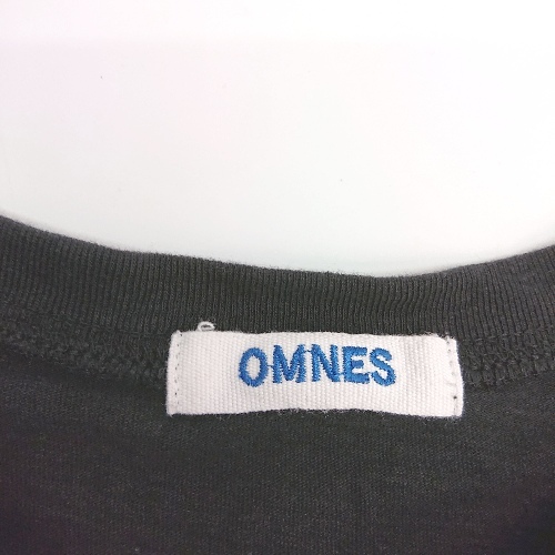 ◇ OMNES 丸首 無地 シンプル プルオーバー 涼しげ Tシャツ 表記なし ブラック レディース E_画像4
