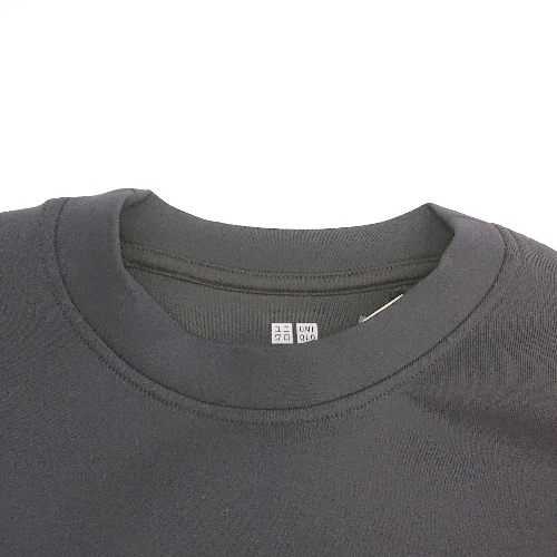 ◇ ◎ ●未使用● UNIQLO サイドジップ 無地 丸首 シンプル おしゃれ 長袖 Tシャツ サイズS ブラック レディース E_画像3