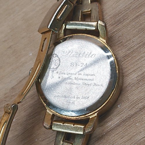 ◇ nattito 3針 クオーツ 動作未確認 ラインストーン ブレスレット 腕時計 表記なし ゴールド レディース E_画像6