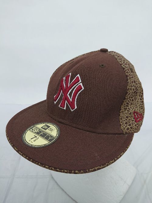 ◇ NEW ERA ニューエラ 59FIFTY 柄 切替 キャップ 帽子 ブラウン ベージュ系 サイズ7 3/8 58.7cm レディース メンズ Pの画像1