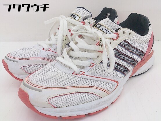 ◇ adidas アディダス adizero G14488 スニーカー シューズ サイズ24cm ホワイト レッド系 メンズの画像1