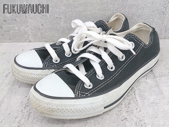 ◇ CONVERSE コンバース M9166 ALL STAR OX キャンバス オールスター スニーカー シューズ 22cm ブラック レディース_画像1