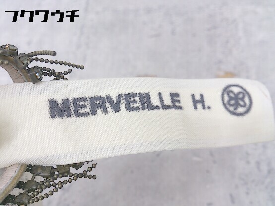 ◇ ◎ MERVEILLE H. アンクルストラップ 装飾 ベロア調 チャンキー ヒール サンダル サイズM ベージュ系 レディース_画像5