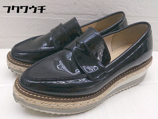 * ILIMA EVOi-boru Wedge sole heel Loafer shoes size 22.0 black lady's 