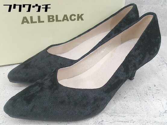 ◇ ◎ ВСЕ ЧЕРНЫЕ туфли-лодочки на велюровом каблуке размер 36 черный женский
