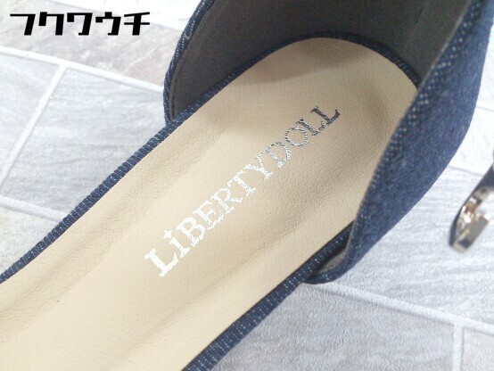 ◇ LibertyDoll リバティードール アンクルストラップ ヒール デニム調 パンプス サイズLL ネイビー レディース_画像4