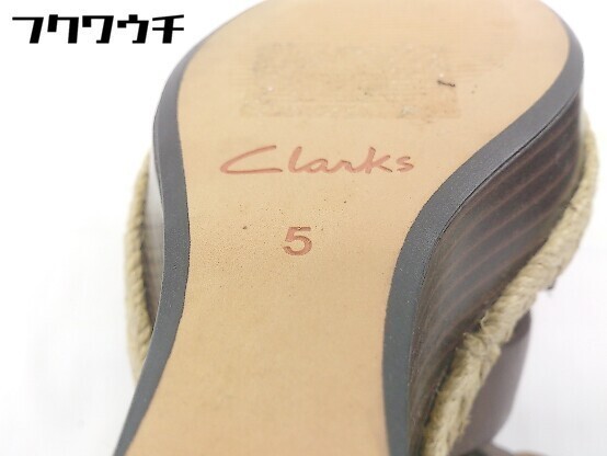 ◇ Clarks クラークス バックジップ ウエッジソール ヒール ブーツ サンダル サイズ5 ブラウン レディース_画像5