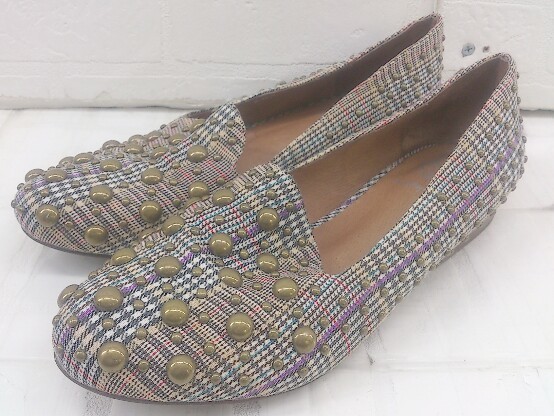 * ROSE BUD Rose Bud studs check Loafer shoes size 38 beige group multi lady's P