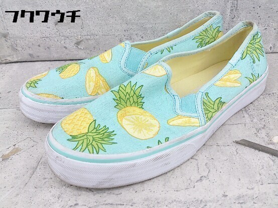 ◇ Keds ケッズ 総柄 スリッポン シューズ サイズ23cm ライトブルー系 イエロー系 レディース_画像2