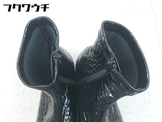 ◇ MAMIAN マミアン 型押し サイドジップ スクエアトゥ ショート ブーツ サイズM ブラック_画像5