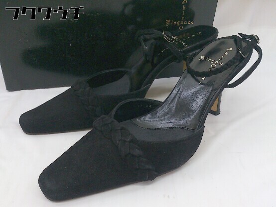 * * Akira Osaki Elegance strap po Inte dotu heel mules pumps size 24 black lady's 