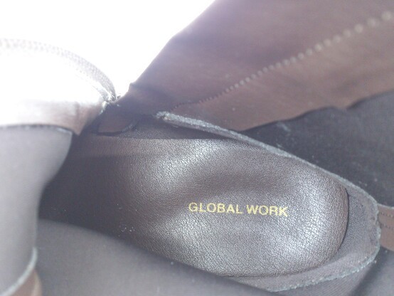 ◇ ◎ GLOBAL WORK グローバルワーク サイドジップ スクエアトゥ ショート ブーツ サイズL ブラウン レディース_画像8