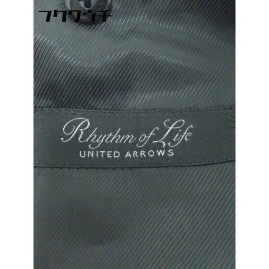 ◇ Rhythm of Life UNITED ARROWS ストライプ シングル 2B 長袖 テーラード ジャケット 46サイズ ブラック メンズ_画像5