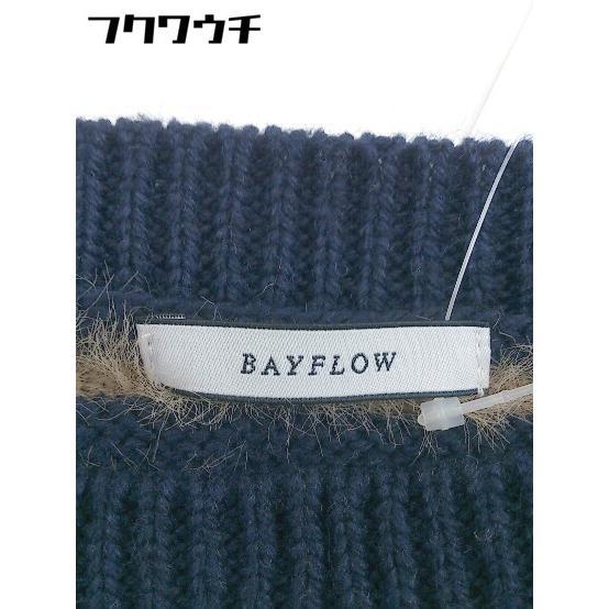 ◇ BAYFLOW ベイフロー ボーダー スタンドカラー ファー 長袖 ニット セーター サイズ 2 ベージュ ネイビー メンズ_画像4