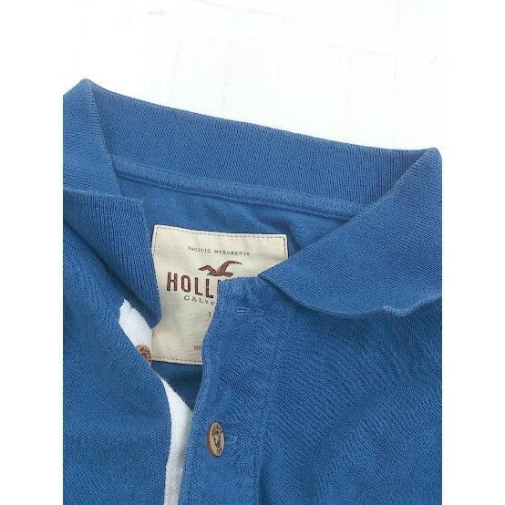 ◇ HOLLISTER ホリスター 鹿の子 ワンポイント刺繍 半袖 ポロシャツ サイズS ブルー メンズ P_画像7