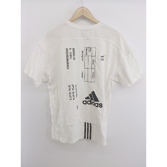 ◇ adidas アディダス バックプリント 切替 半袖 Tシャツ カットソー サイズXL オフホワイト ブラック メンズ P_画像3