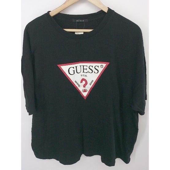 ◇ GUESS ゲス ロゴ クルーネック 半袖 Tシャツ カットソー サイズ M ブラック メンズ P_画像1