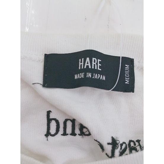 ◇ HARE ハレ プリント 刺繍 長袖 Tシャツ カットソー サイズM ホワイト系 ブラック メンズ P_画像4