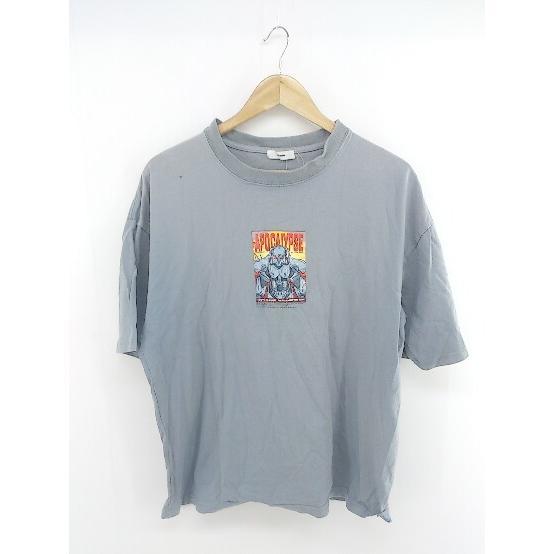 ◇ Perushu ペルーシュ プリント 半袖 Tシャツ カットソー サイズL サックスブルー マルチ メンズ P_画像2