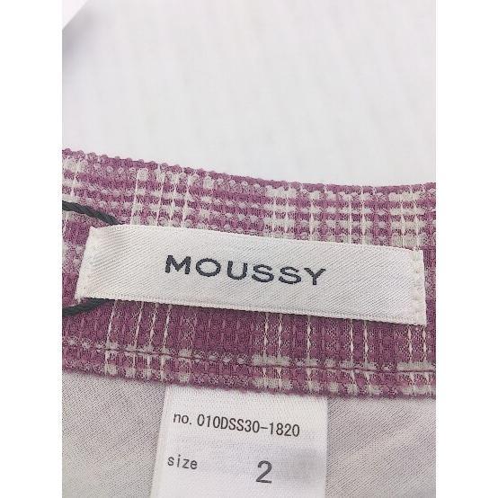 ◇ ◎ ●未使用● MOUSSY チェック バックスリット ロング タイト スカート サイズ2 パープル系 アイボリー レディース_画像4