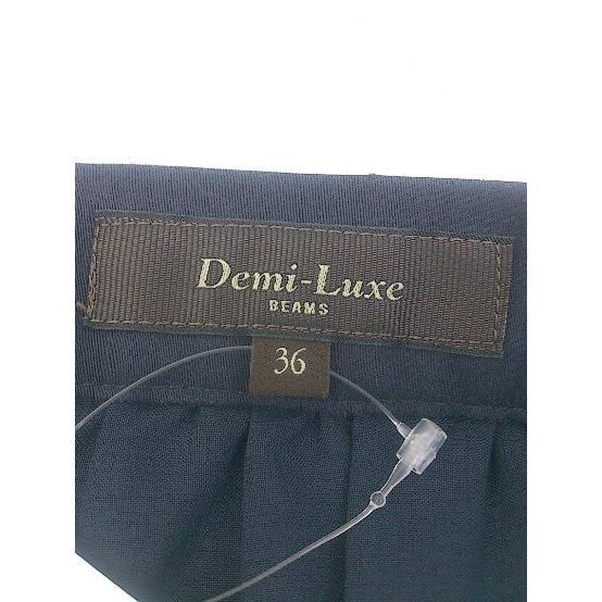 ◇ Demi-Luxe BEAMS デミルクス ビームス シルク混 ミニ フレア スカート サイズ36 ネイビー レディース_画像4