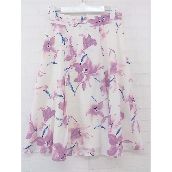 ◇ PROPORTION BODY DRESSING 花柄 膝丈 フレア スカート サイズ3 ホワイト系 ピンク マルチ レディース P_画像1