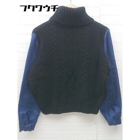 * KBF+ke- Be efURBAN RESEARCH вязаный переключатель длинный рукав ta-toru шея свитер One размер черный голубой женский 