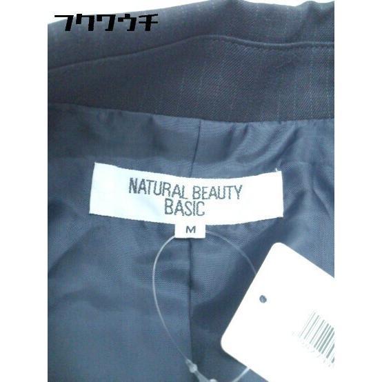 ◇ NATURAL BEAUTY BASIC ナチュラルビューティー ピンストライプ 1B シングル 長袖 テーラード ジャケット M ネイビー レディース_画像4