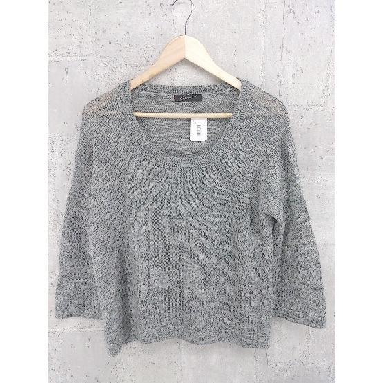 * STUNNING LURE Stunning Lure 7 minute sleeve knitted sweater gray lady's 