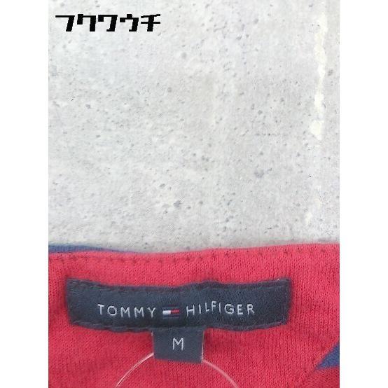 ◇ TOMMY HILFIGER トミーヒルフィガー ボーダー 半袖 カーディガン M レッド ネイビー * 1002799826839_画像4